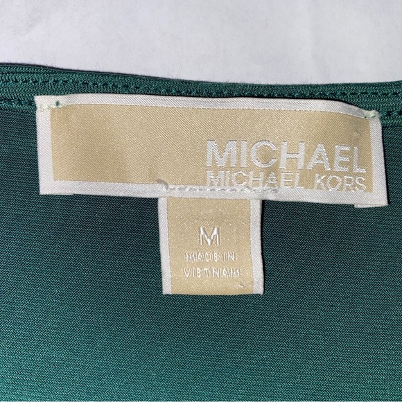 Michael Kors Emerald Green Long Sleeve Wrap Top With Gold Buckle - Picture 6 of 7
